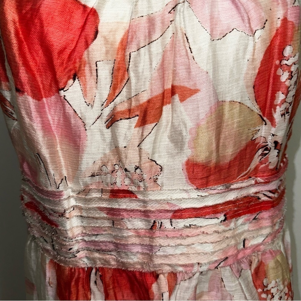 NEW Loft Ann Taylor Linen Watercolor Hibiscus Floral Dress size 10 - Picture 2 of 12